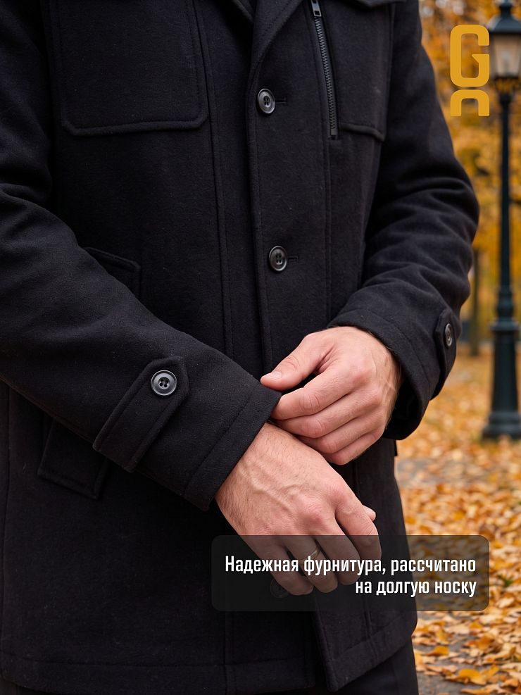 Пальто мужское осеннее GRIZMAN, черное, модель 76231
