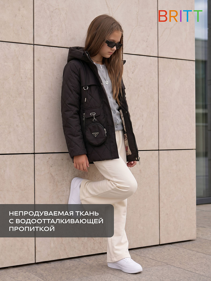 Куртка для девочки демисезонная BRITT, черная, модель 63239