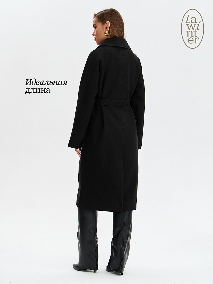 Пальто женское осеннее LAWINTER, черное, модель 84867