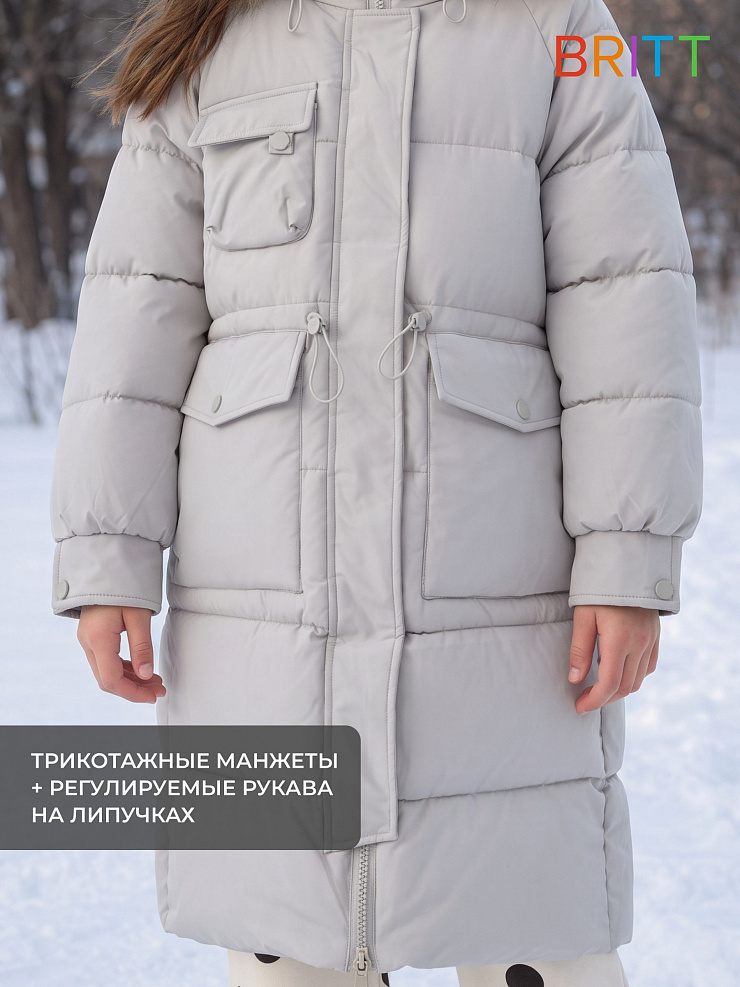 Куртка для девочки зимняя BRITT, серая, модель 65189