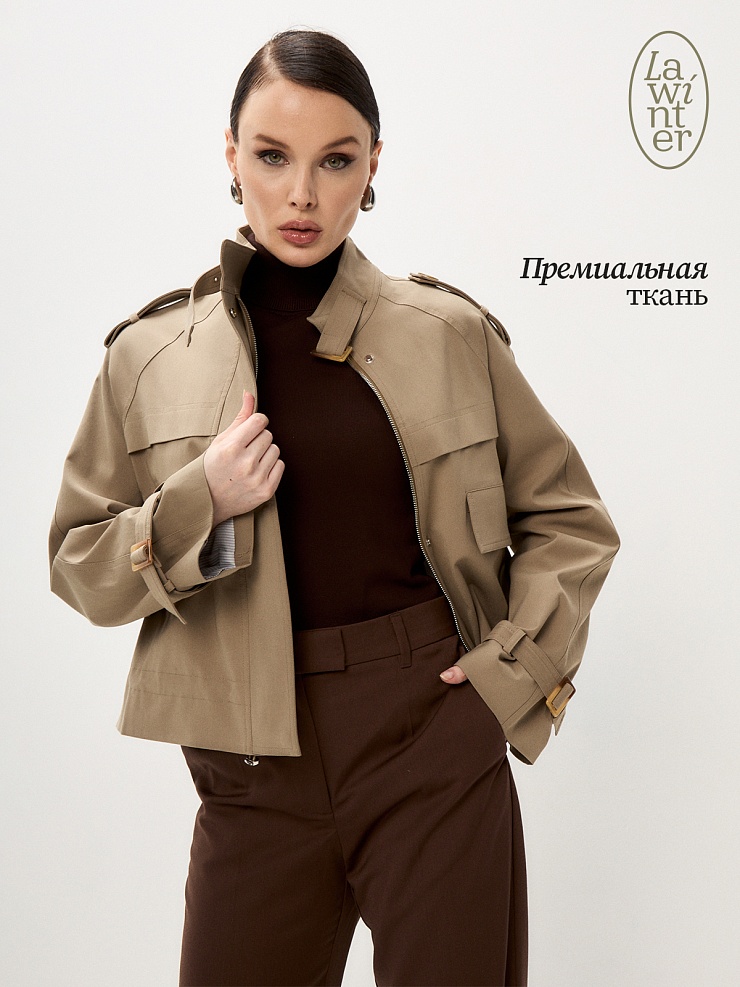Плащ женский осенний LAWINTER, хаки, модель 83484