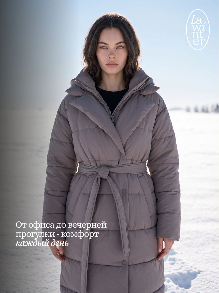 Пуховик женский зимний LAWINTER, темно-серый, модель 83451