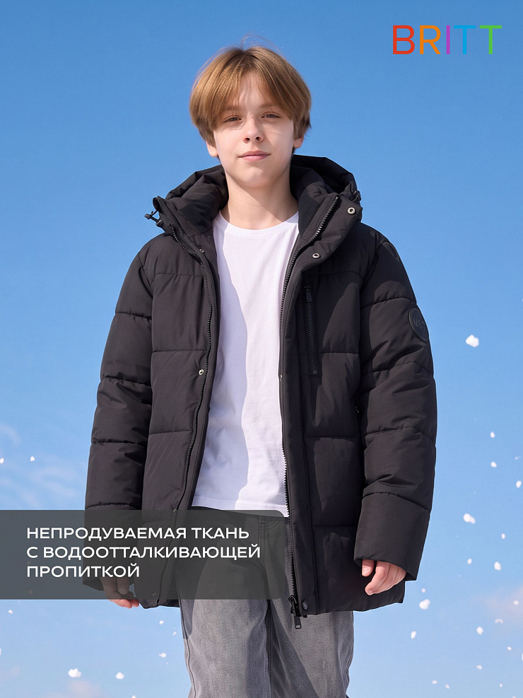 Куртка для мальчика зимняя BRITT, черная, модель 66597
