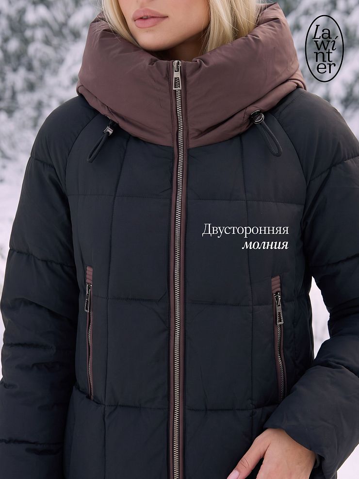 Пуховик женский зимний LAWINTER, черный, модель 86998