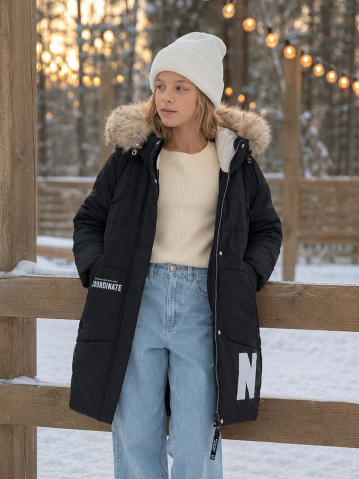 Куртка для девочки зимняя BRITT, черная, модель 63832