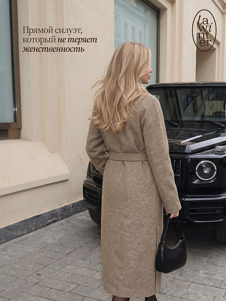 Пальто женское осеннее LAWINTER, капучино, модель 85161