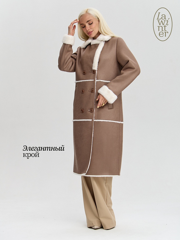 Дубленка женская зимняя LAWINTER, мокко, модель 3422