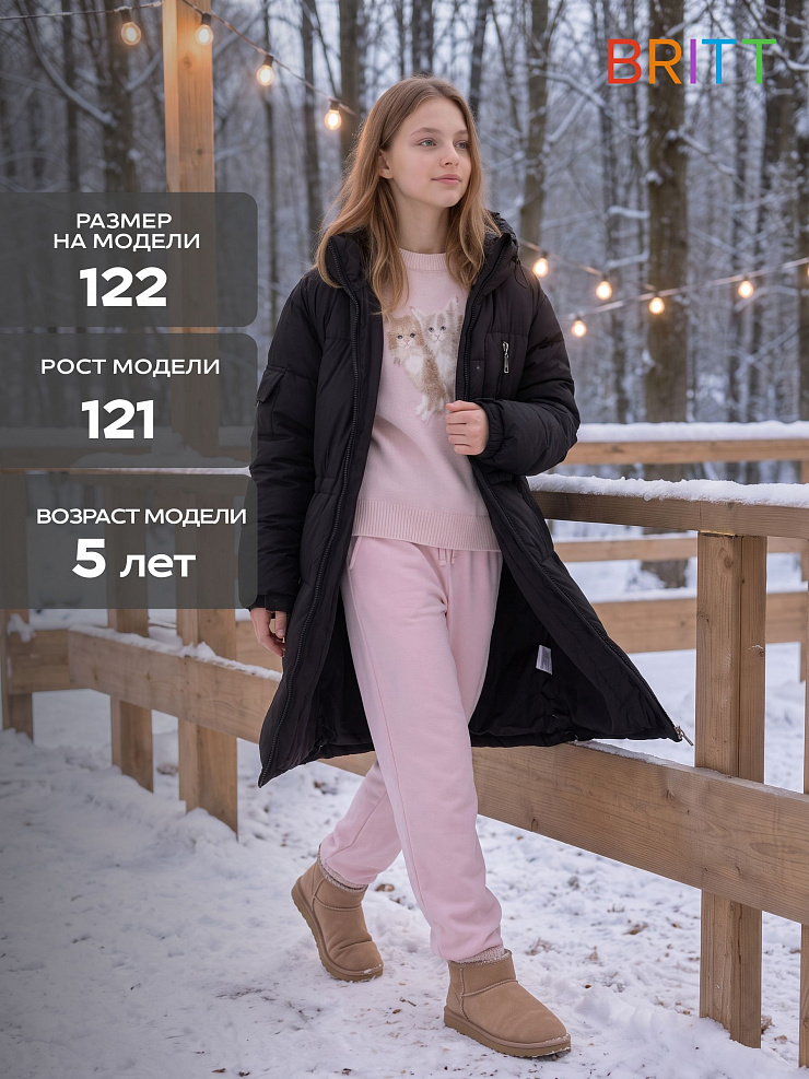 Куртка для девочки зимняя BRITT, черная, модель 66391