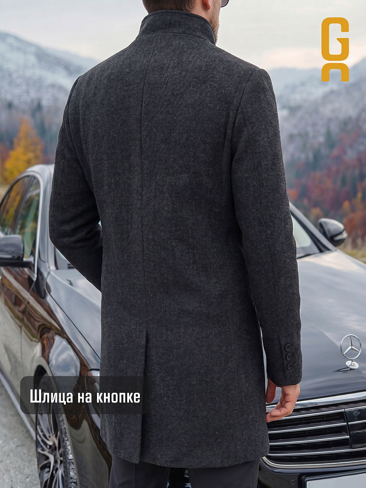 Пальто мужское осеннее GRIZMAN, черно-серое, модель 74704