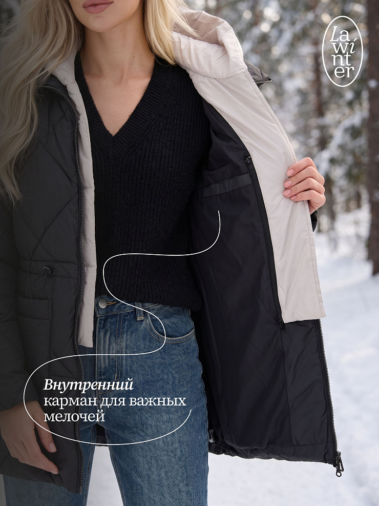 Куртка женская зимняя LAWINTER, коричневая, модель 86675