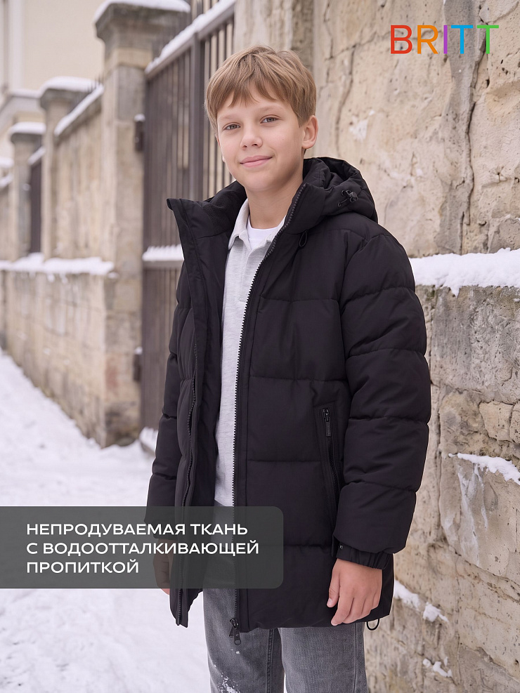 Куртка для мальчика зимняя BRITT, черная, модель 66473