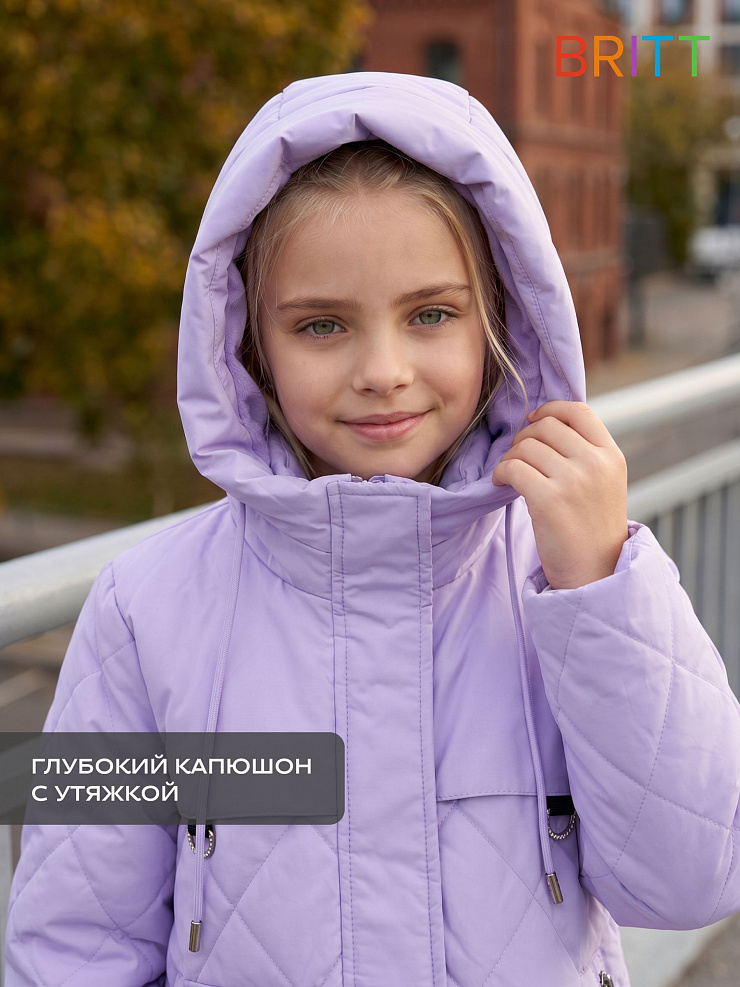 Куртка для девочки демисезонная BRITT, сиреневая, модель 63239