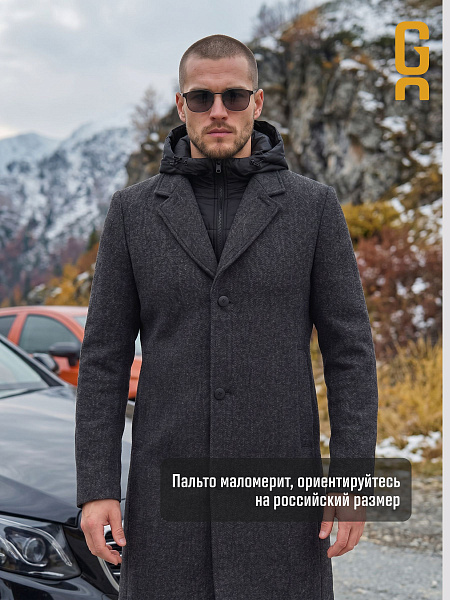 Пальто мужское осеннее GRIZMAN, черно-серое, модель 74954