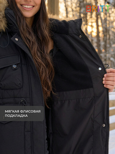Куртка для девочки зимняя BRITT, черная, модель 65189