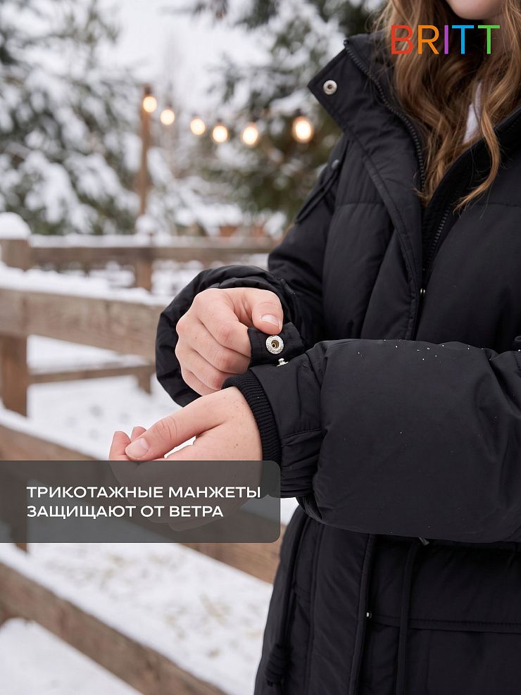 Куртка для девочки зимняя BRITT, черная, модель 66683