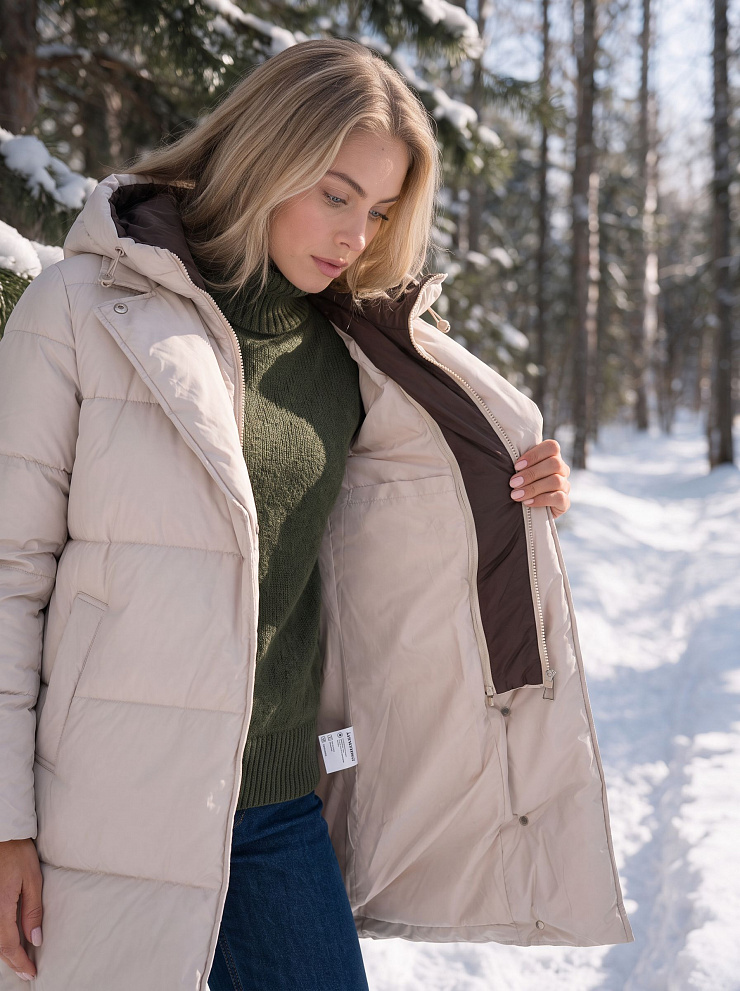 Куртка женская зимняя LAWINTER, молочная, модель 86838