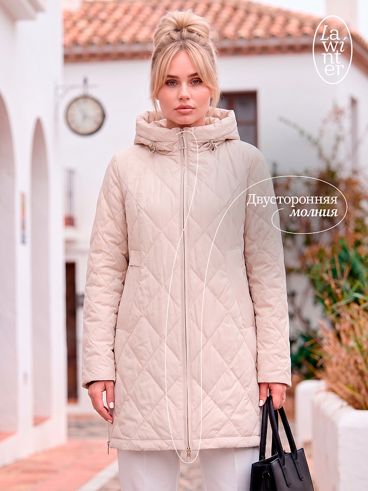 Куртка женская демисезонная LAWINTER, бежевая, модель 82145