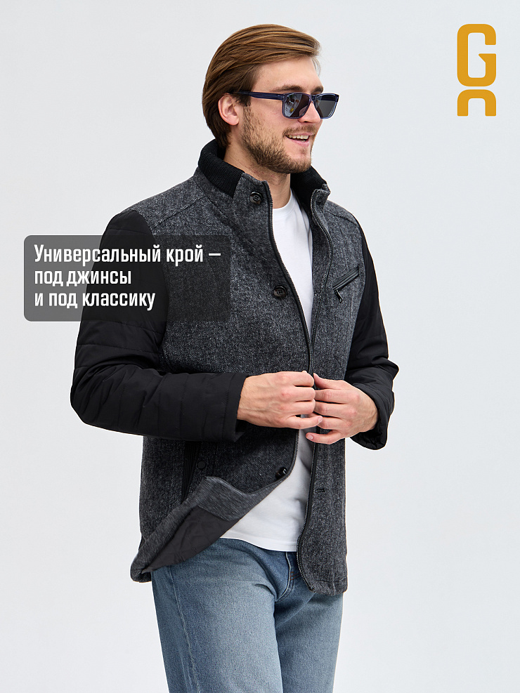 Пальто мужское осеннее GRIZMAN, темно-серое, модель 73888