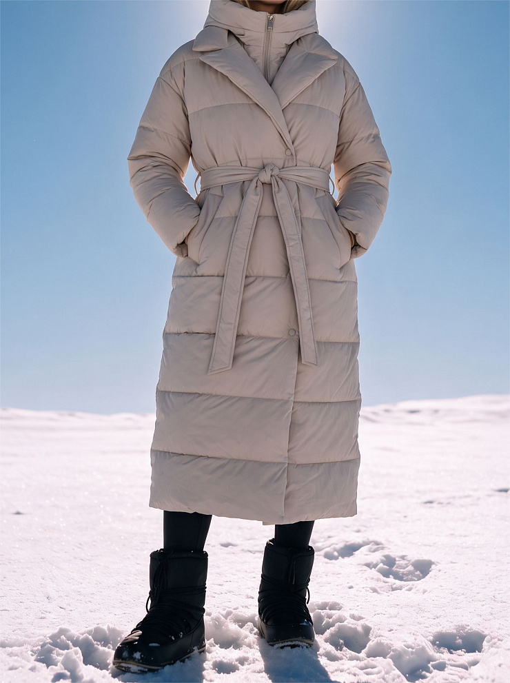Пуховик женский зимний LAWINTER, молочный, модель 83451