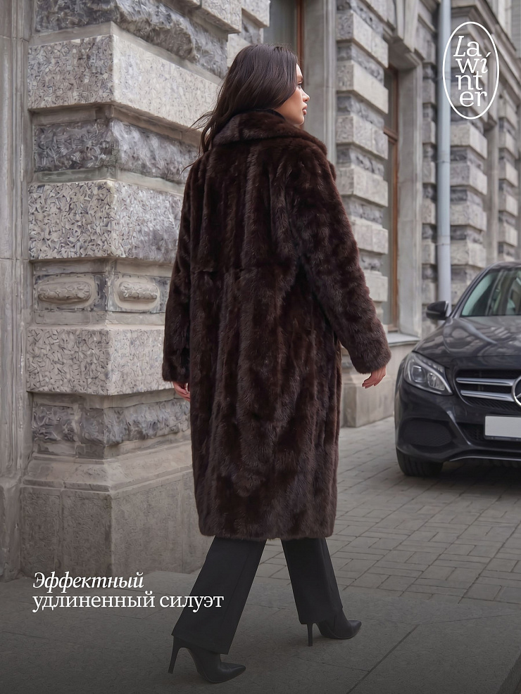 Шуба женская зимняя LAWINTER, коричневая, модель 55845
