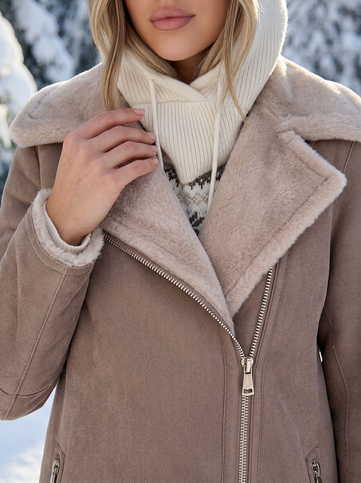 Дубленка женская зимняя LAWINTER, мокко, модель 34499