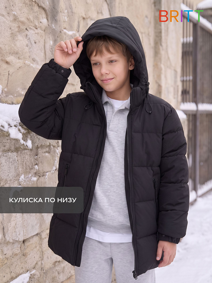 Куртка для мальчика зимняя BRITT, черная, модель 66473