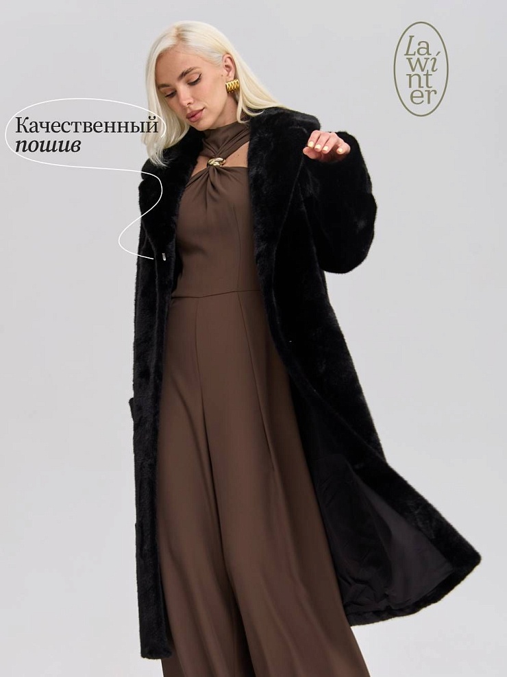 Шуба женская зимняя LAWINTER, черная, модель 53576