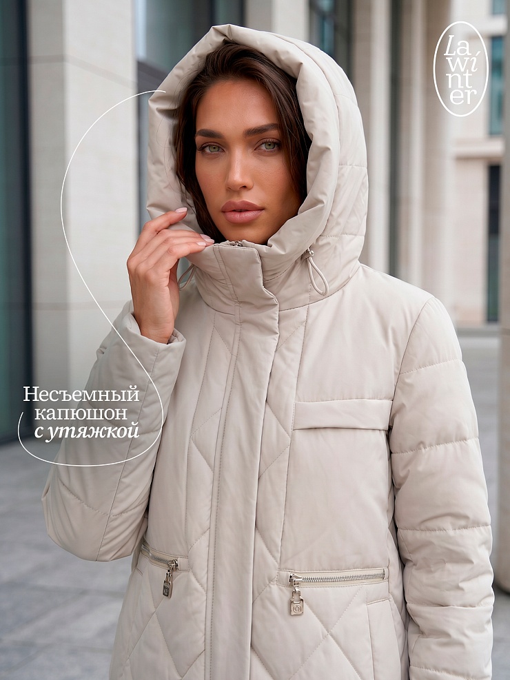 Пальто женское демисезонное LAWINTER, олива, модель 83462
