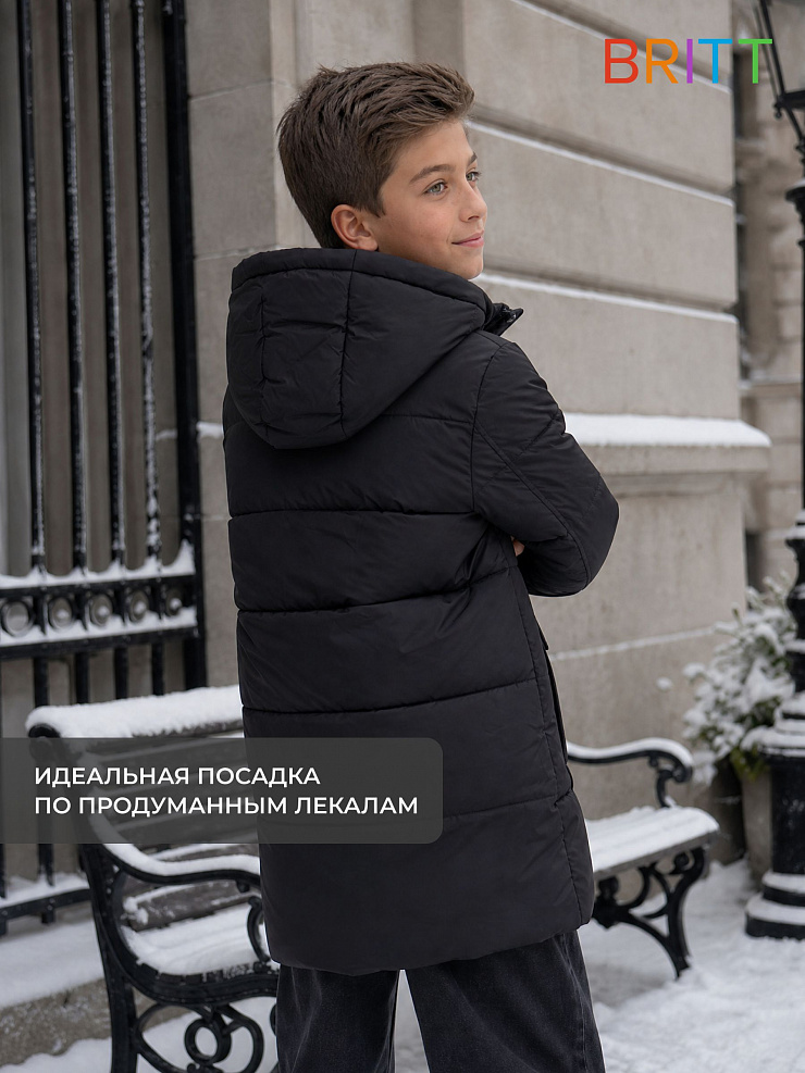 Куртка для мальчика зимняя BRITT, черная, модель 65641