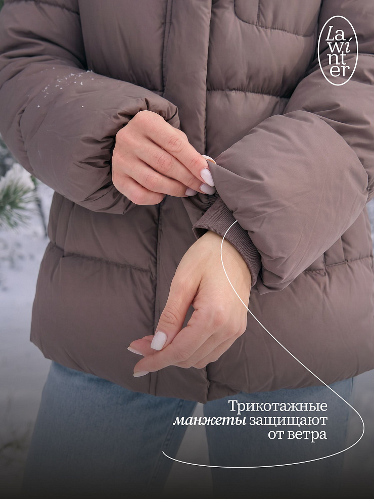 Куртка женская зимняя LAWINTER, коричневая, модель 84687