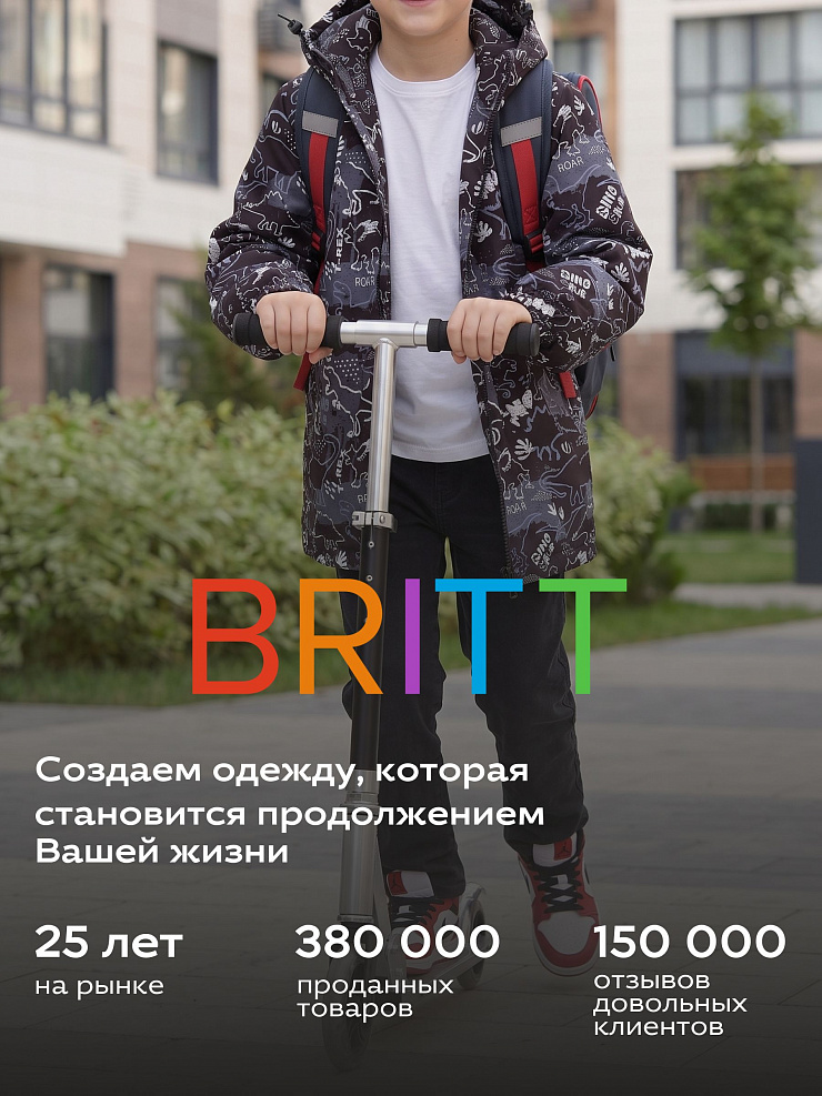 Куртка для мальчика демисезонная BRITT, черно-серая, модель 65718