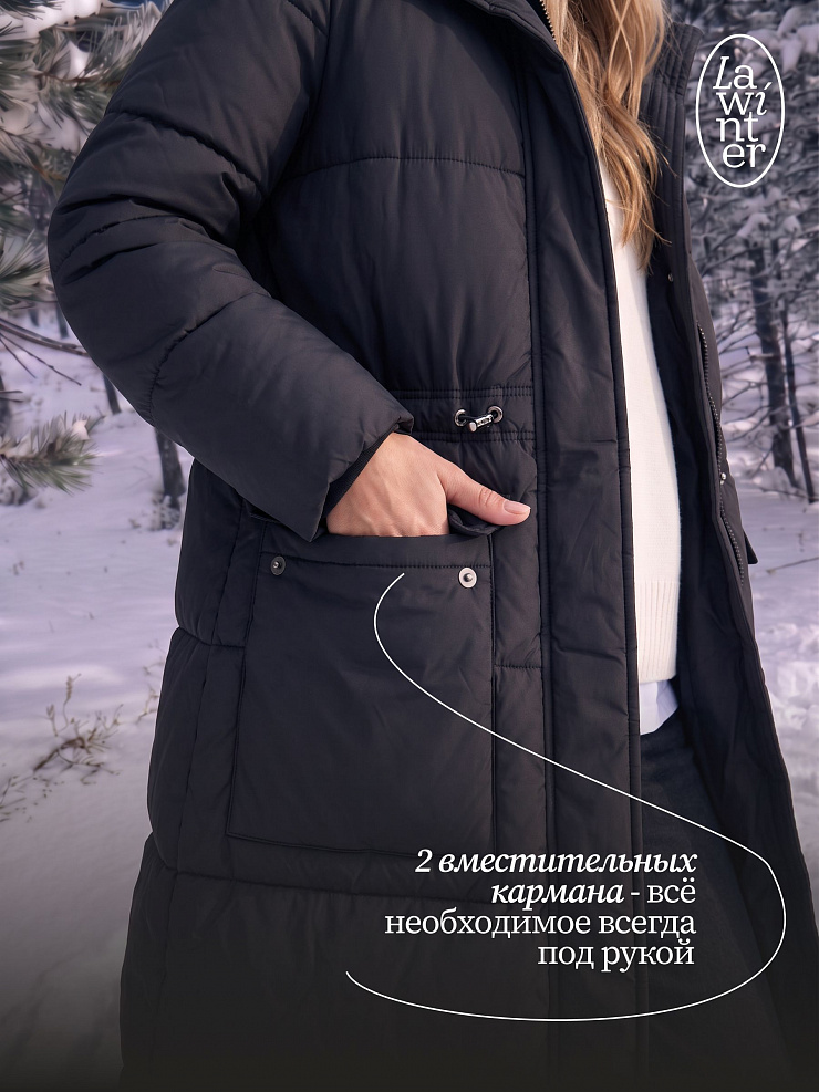 Пуховик женский зимний LAWINTER, черный, модель 86865