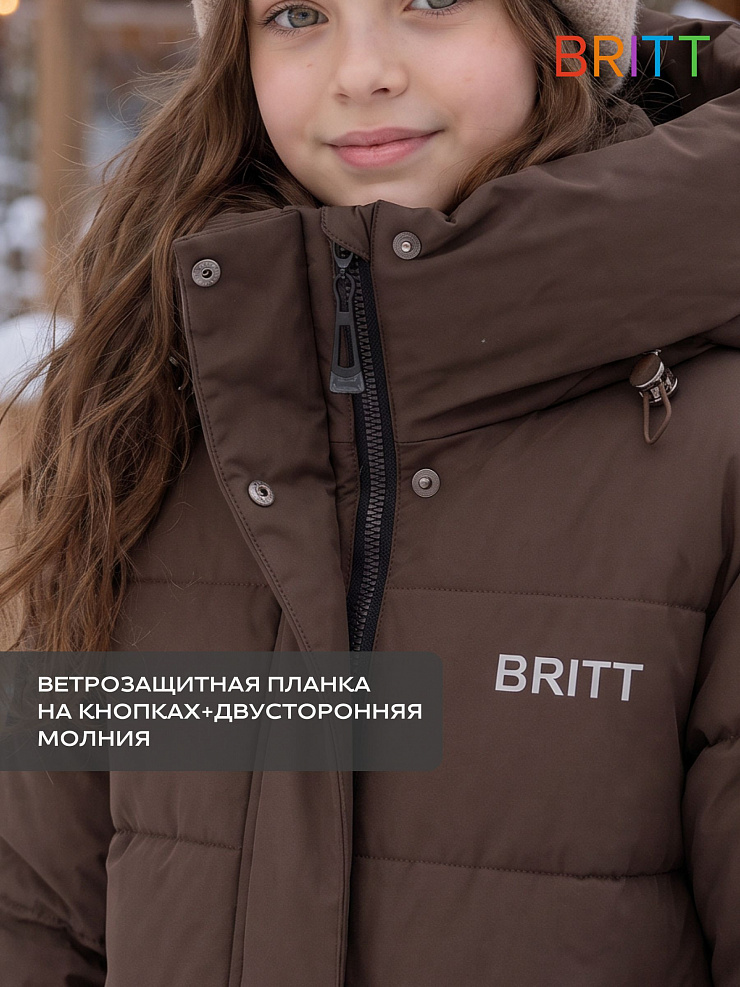 Куртка для девочки зимняя BRITT, коричневая, модель 66731