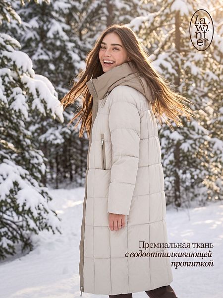 Пуховик женский зимний LAWINTER, светлая олива, модель 86998