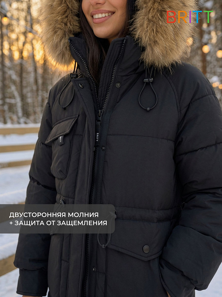 Куртка для девочки зимняя BRITT, черная, модель 65189