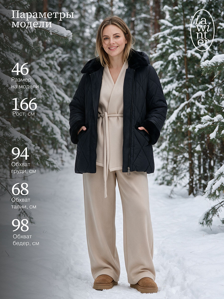 Куртка женская зимняя LAWINTER, черная, модель 8535