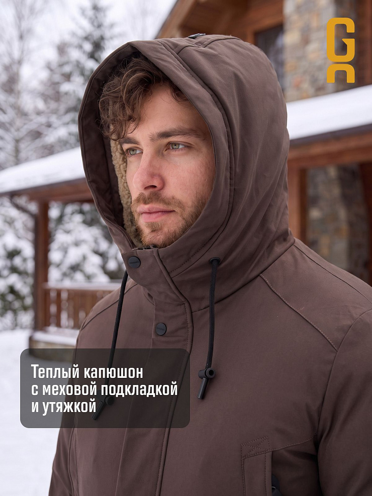 Парка мужская зимняя GRIZMAN, коричневая, модель 75315