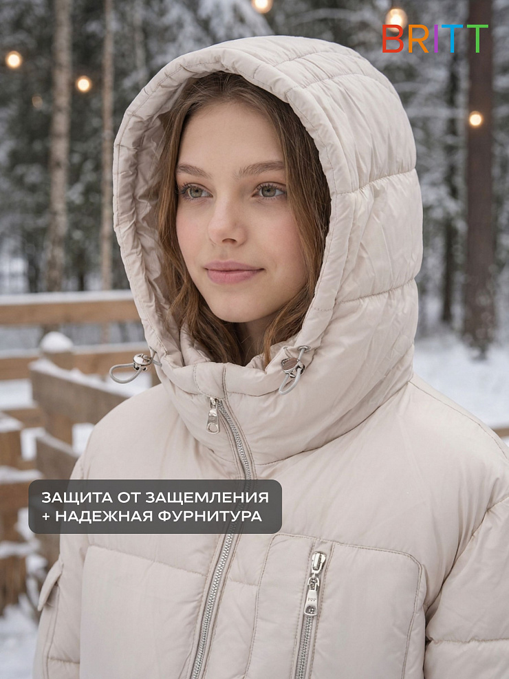 Куртка для девочки зимняя BRITT, молочная, модель 66391