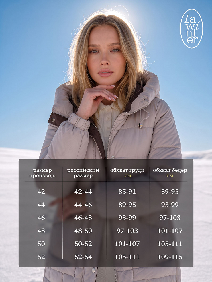 Пуховик женский зимний LAWINTER, светло-серый, модель 86172