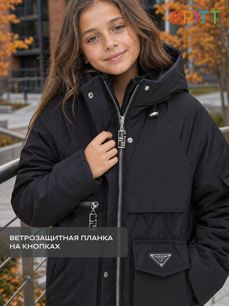 Куртка для девочки демисезонная BRITT, черная, модель 63603