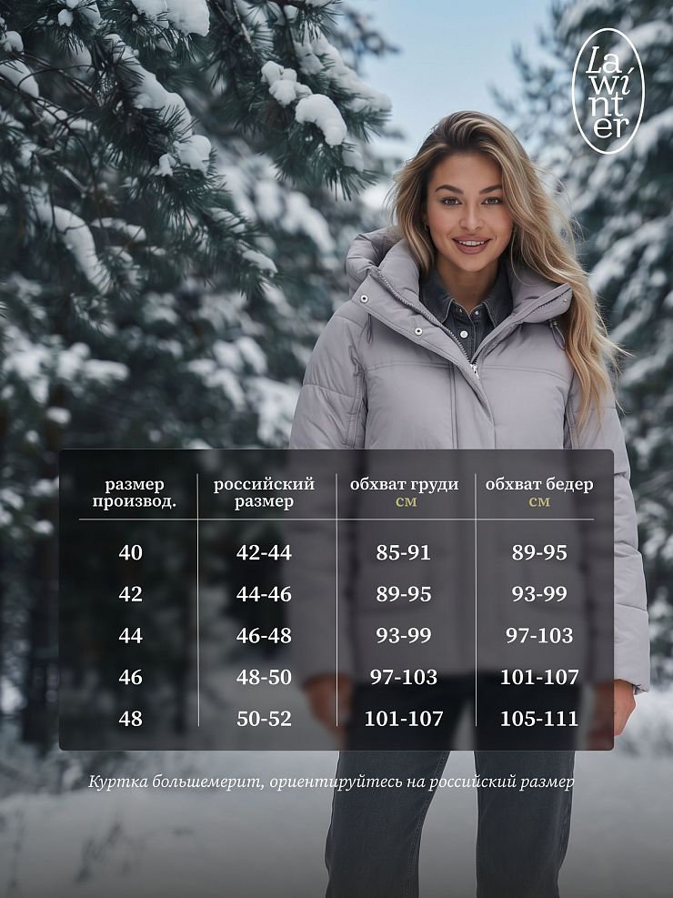 Куртка женская зимняя LAWINTER, серо-голубая, модель 85221
