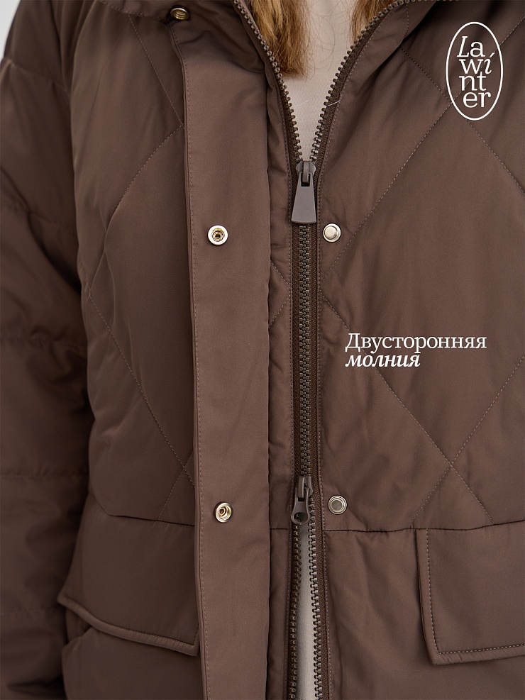 Куртка женская демисезонная LAWINTER, коричневая, модель 84623