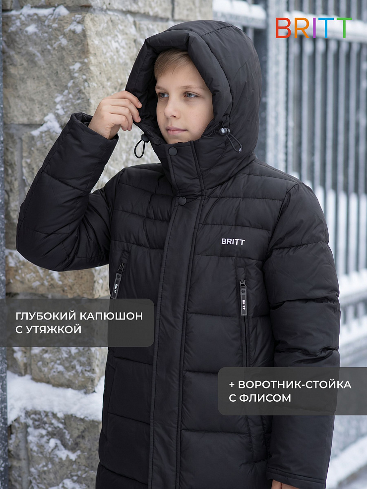 Куртка для мальчика зимняя BRITT, черная, модель 65832