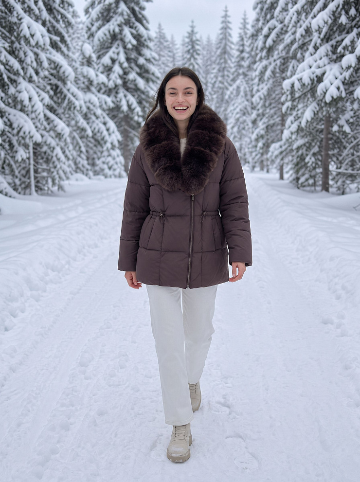 Куртка женская зимняя LAWINTER, коричневая, модель 86385