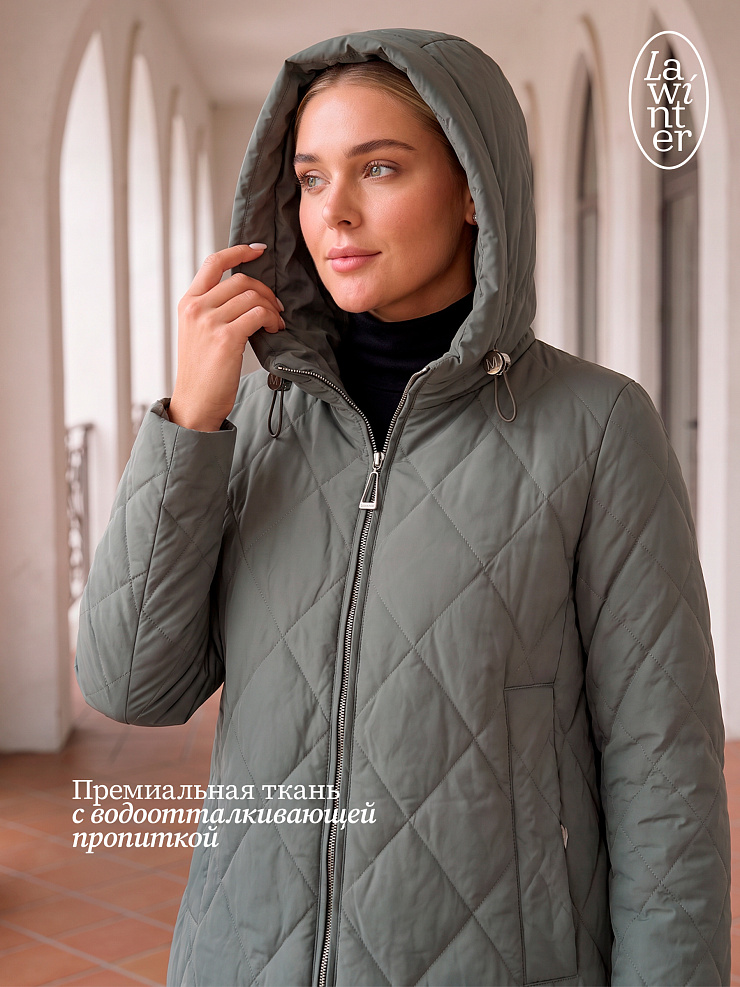 Куртка женская демисезонная LAWINTER, серый хаки, модель 82145