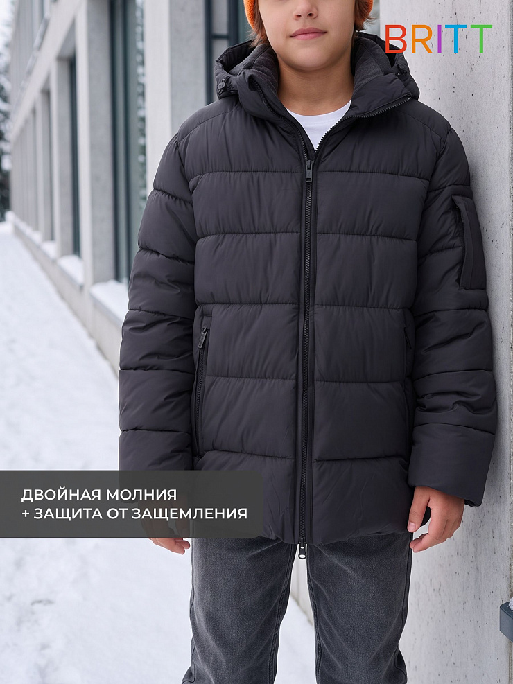 Куртка для мальчика зимняя BRITT, графит, модель 66121