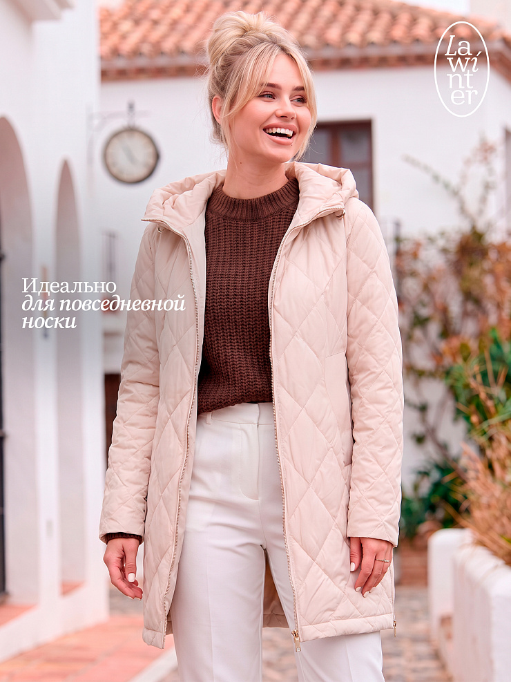 Куртка женская демисезонная LAWINTER, бежевая, модель 82145