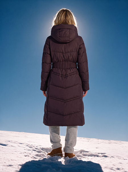 Пуховик женский зимний LAWINTER, коричневый, модель 86618