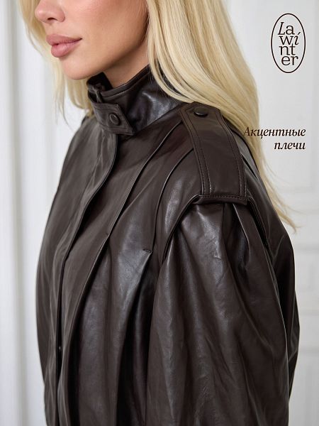 Куртка женская осенняя LAWINTER, коричневая, модель 26298