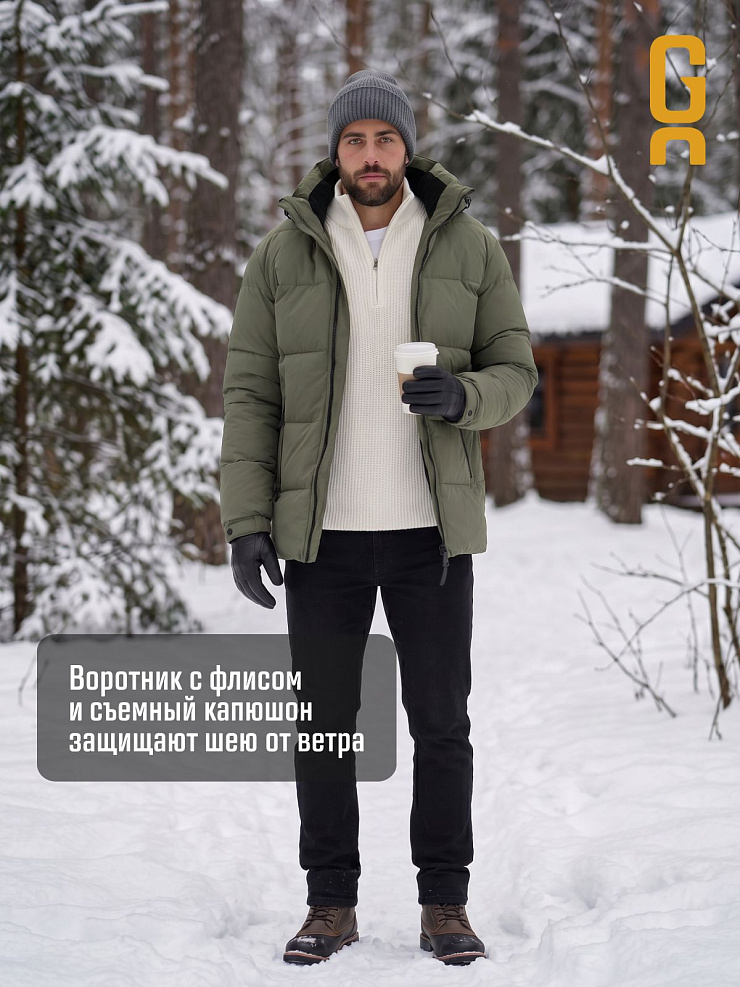 Куртка мужская зимняя GRIZMAN, серо-зеленая, модель 72684